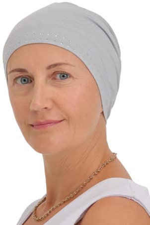 Deresina Headwear Verzierte Schadelkappe bei Haarausfall, Bambus Chemo Kopfbedeckung für Damen, Schlafmütze, Mützen, Bonnet Haube für unter Hut, Turban oder Kopftücher (Himmel Blau)