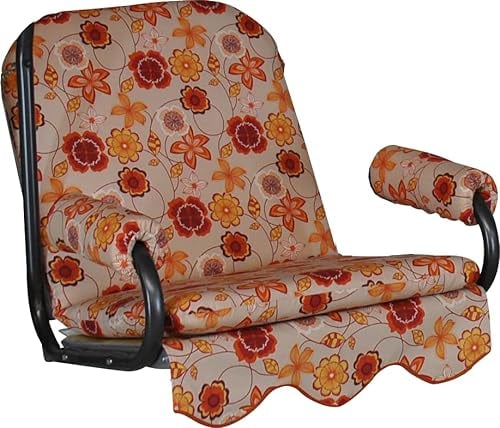Angerer Freizeitmöbel GmbH Hollywoodschaukel Auflage 1-Sitzer - passend für viele 1-Sitzer Hollywoodschaukeln - Schaukelauflage Made in Germany (Beige-Rot-Orange geblümt)