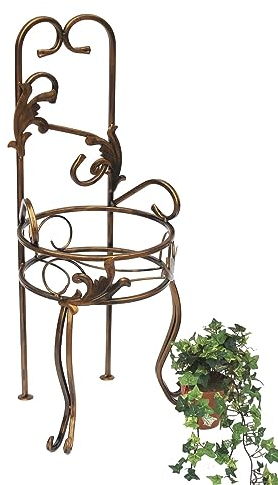 DanDiBo Blumenhocker Metall Bronze Gold 10-1105 Blumenständer Modern Pflanzenständer Pflanzenhocker Pflanzensäule