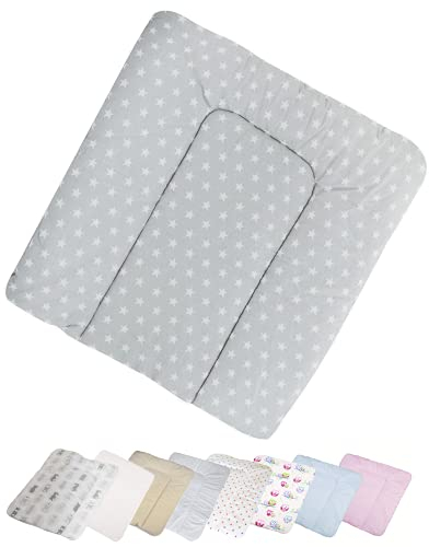 Vizaro - Gepolsterter weiche Wickelauflagen des Babys - 100% Baumwole- 70x75cm - Made in EU - ÖkoTex - Weiße Sternchen