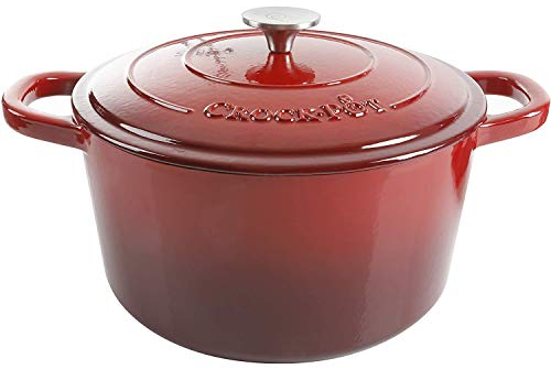Crock Pot Artisan 5 Quart Enameled Cast Iron Round Dutch Oven, Red