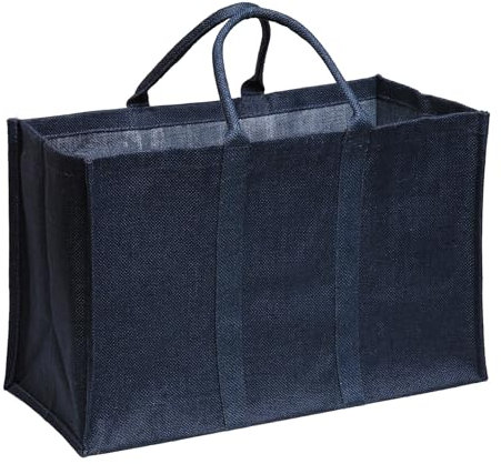 La Cordeline Sac cabas Toile de Jute Gris anthracite 55 x 35 x 25 cm 48 litres - Sac de courses, sac à bois