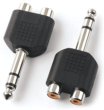 Duplicateur audio stéréo TRS Jack 6,35 mm mâle vers 2x RCA femelle | Splitter Jack vers RCA | Compatible avec batterie, contrôleur, haut-parleur, piano électrique, amplificateur, stéréo | 1 unité