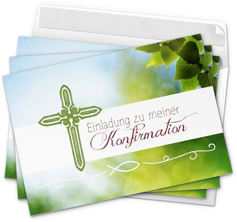 10 x Einladungskarten zur Konfirmation mit Umschlägen/Motiv: Frühling/Konfirmationskarten/Einladungen zur Feier