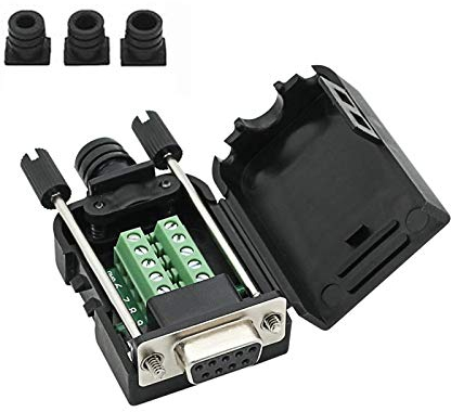 Conector DB9 RS232 D-SUB Adaptador hembra de 9 pines a conector de terminal módulo de señal con funda (conector hembra, DB9 5+5 con funda A)