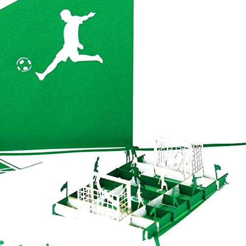 Pop Up Karte Fußballfan - Grün & Weiß – 3D Fußball Geburtstagskarte & Einladungskarte zum Geburtstag für Fans & Supporter aus Bremen, Wolfsburg, Paderborn, Bielefeld, Fürth u.v.m.