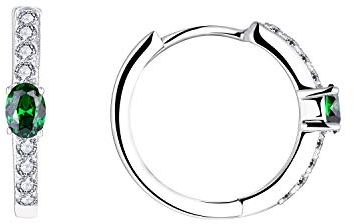 JO WISDOM Creolen Ohrringe Silber 925 Damen mit 3A Zirkonia Mai Geburtsstein Smaragd Farbe,Schmuck für Frauen