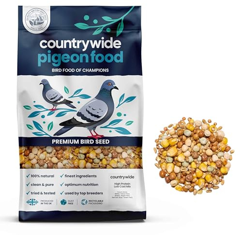 Countrywide High Protein Low Cost Pigeon Food 20kg - Quality Dust-Free Ingredients - All Year Round Seed Mix For Pigeons - Premium Grade Pigeon Corn - Rich in Proteins, Energy and Vitamins