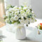 LESING Rosa artificiale in seta con vaso fiori finti bouquet di fiori per matrimoni per casa, ufficio, feste, decorazione da tavolo (bianco)