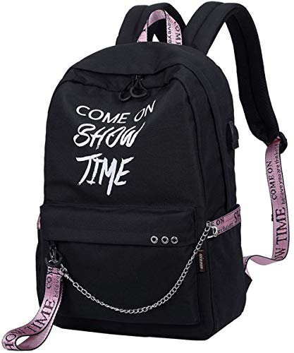 HASAGEI Mochilas Escolares Juveniles para 15.6“ Mochila Unisex para la Escuela Daypacks para Mujeres Hombres (Negro)