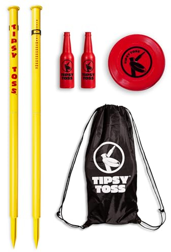 GoSports Unisex, Teenager Toss Tipsy Wurfspiel-Set | Flying Disc Bottle Drop Yard Game, Pro, Einheitsgröße