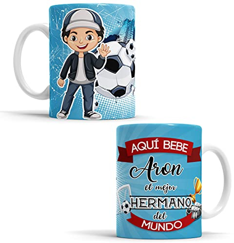 OyC Original y Creativo Taza para el Mejor Hermano del Mundo - Aquí Bebe un Super Hermano - Personalizada con Nombre y Frase
