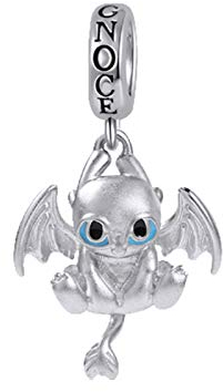 GNOCE Schwarz Drachen Charm Anhänger S925 Sterling Silber Kampf für die Heimat Charm Perlen für Armband Halskette Schmuck Geschenk für Damen Herren (Weiße)