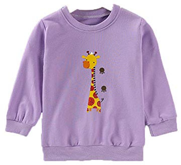 Surwin Bambini Maniche Lunghe Girocollo Felpe Stampa Bambino Pullover Neonato Magliette T-Shirt Cime Fumetto Abbigliamento Costumi (Giraffa Viola,90)