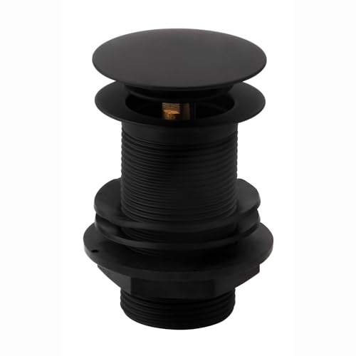 ENKI, W11, Matte Black, Unslotted, Standard 1.1/4 Connection Pop Up Basin Waste Sink Plug, Click Clack, Allows Water to Drain Away, Durable Finish, Modern Bathroom Accessoires