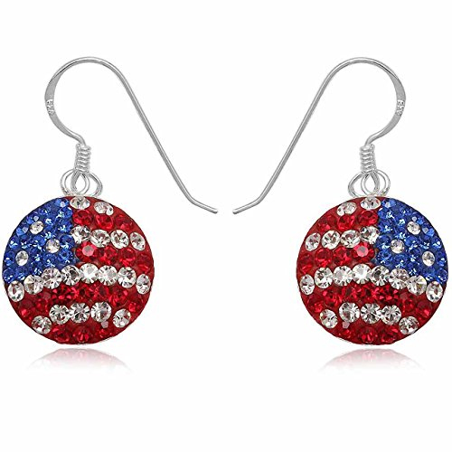 EYS JEWELRY Ohrhänger Damen Fahnen Flaggen USA Amerika 925 Sterling Silber Preciosa Elements Glitzer Kristalle bunt Damen-Ohrringe