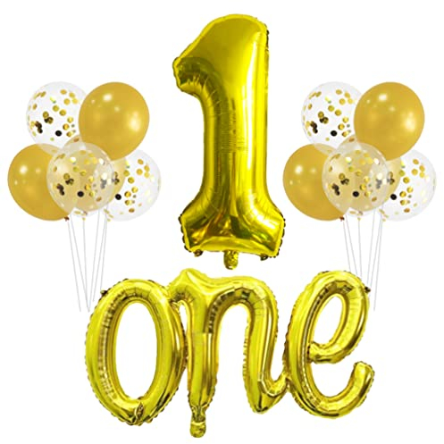 Houhounb 1. Geburtstag Dekoration Set 40 Zoll Nummer 1 Ballon Golden Große One Ballon Latexballon Luftballon für Deko Junge Mädchen Geburtstag First Birthday Dekorationen