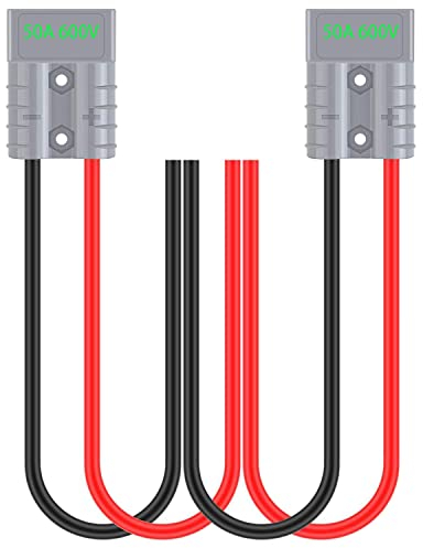 GTIWUNG 2Pcs Batterieanschluss Stecker mit 50cm Kabel, 50A 600V Quick Connect Batterie Akku Steckverbinder Schnellanschluss Stecker für Auto Wohnmobil Boot Solaranlagen