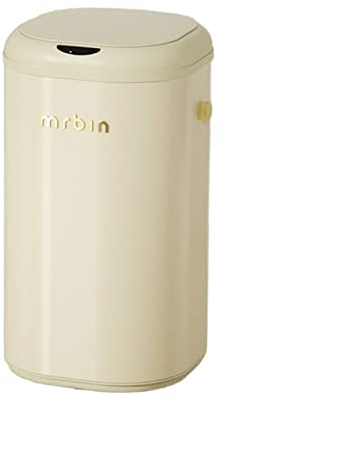 TOMYEUS Kompost Bin Kök/Skräp 30L Grande capacité Induction Poubelle Smart Home Salon Cuisine lumière Luxe Poubelle Stockage boîte avec Couvercle Steg papperskorgen (Color : Beige)
