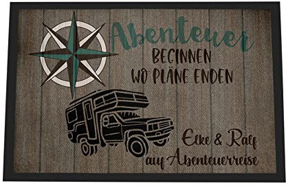 DRUC KLAUS Personalisierte Fußmatte Camper Pickup – Praktisch und stylisch für jedes Camping-Abenteuer – Ideales Campingaccessoire