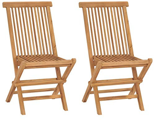 Gecheer Klappstuhl 2 STK. Gartenstuhl aus Teakholz mit Glanzlack | Klappbar Stuhl Balkonstuhl Teakstuhl | für Terrasse Balkon oder Garten 47 x 60 x 89 cm