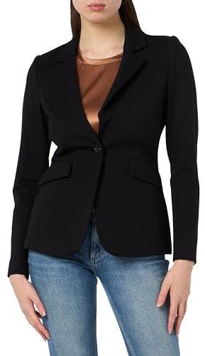 Taifun Damen Klassischer Blazer mit Stretchkomfort Langarm Blazer Langarm gefüttert Blazer unifarben Schwarz 34