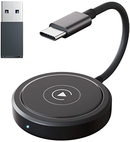Wireless CarPlay Adapter für iPhone, CarPlay USB Dongle Konvertieren Sie Kabelgebundenes CarPlay zu Wireless, Bluetooth, 5 GHz WiFi Auto-Connect, ‎15,1 x 6,7 x 1,7 cm