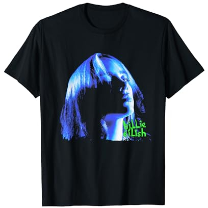 Billie Eilish Offizielles Portrait T-Shirt, Unisex Erwachsene, Fans von Billie Eilish, Halbarm, T-Shirt, Schwarz, S