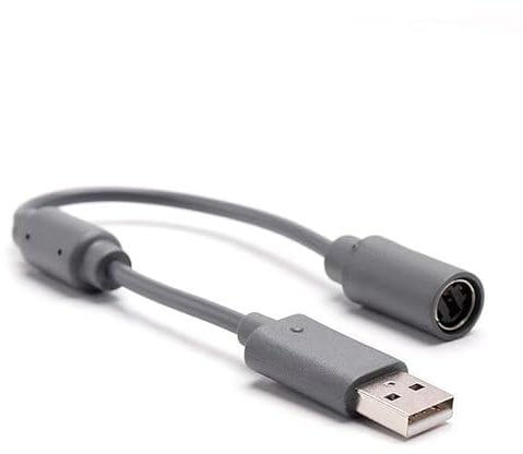 Grey Wired Controller Breakaway to PC USB Port Adapter Converter, compatible with Xbox 360