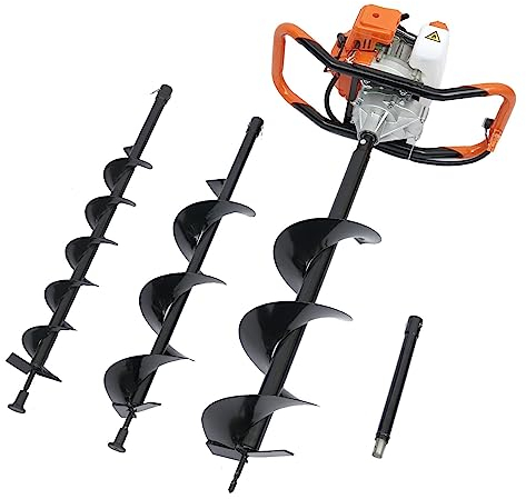 ZUMAHA Schneckenbohrer, Kabelloser Antriebskopf, Robust, Umweltfreundlich, Gas-Pfostenbohrer, 198 Cc, Erdbohrer, Pfostenbohrer, Bohrer, Zaun, Bodenbohrer, Garten