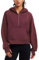 CRZ YOGA Damen Fleece Gefüttert Hoodie 1/2 Reißverschluss Kapuzenpullover Taschen Workout Langarm Hoody Pullover mit Daumenloch Dunkelrot 40