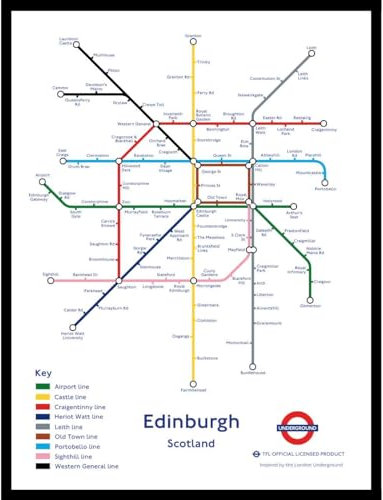 The Happy Puzzle Company - Edinburgh Underground Jigsaw Map 400 Pieces - Jigsaw Puzzles for Adults 400. This is an official Transport For London licenced product.
