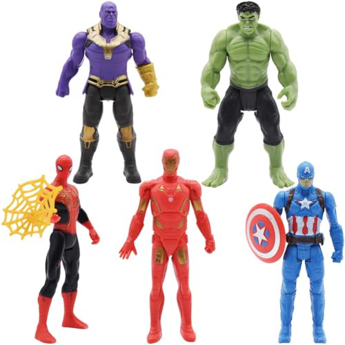 FISAPBXC Super-Hero Anime Figur, 5 PCS Super-Hero Modell Statue PVC Figurine Spielzeug Set Character Collectibleanime Desktop Dekorationen Collectibles für Kinder Geburtstag Geschenk