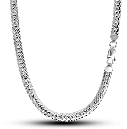 Dankadi Collana a spina di pesce serpente grande 6 mm in 925 argento, catena piatta Choker maglia serpentina 18 a 26 regalo di gioielli festa compleanno 45-65cm per uomo donna adulto