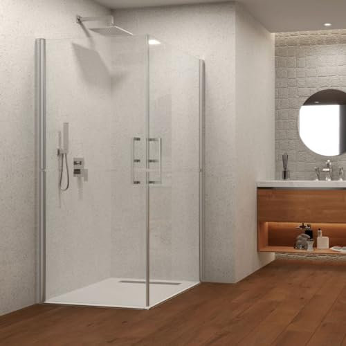 Box Doccia Angolare Disabili Ante Battenti Crocus Cristallo 6 mm Trasparente Apertura Totale (cm 77,5-79,9 x H190)