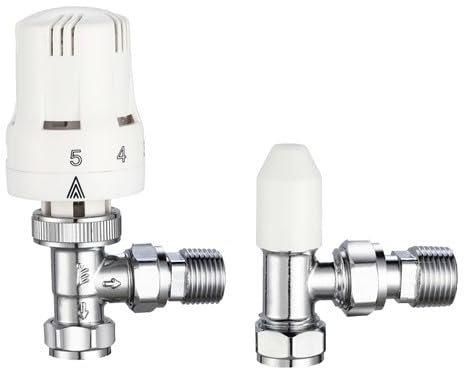 Thermostatic Radiator Valve & Lockshield Pack Angled 15mm x 1/2
