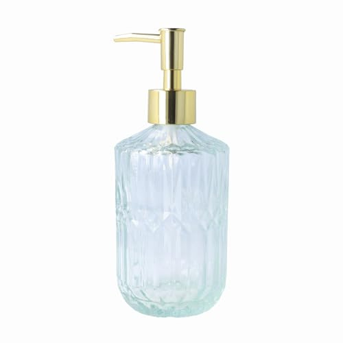 PARSA Beauty Seifenspender Glas goldene Akzente stilvolles | Badezimmer-Accessoire nachfüllbar langlebiges Design hygienisch, Einfache Handhabung