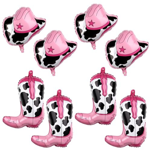 8 Pezzi di Palloncini per Feste a Tema Western, Palloncini per Cappelli da Cowboy Palloncini per Stivali da Cowboy Palloncini per Cowgirl per Decorazioni per Feste da Cowboy