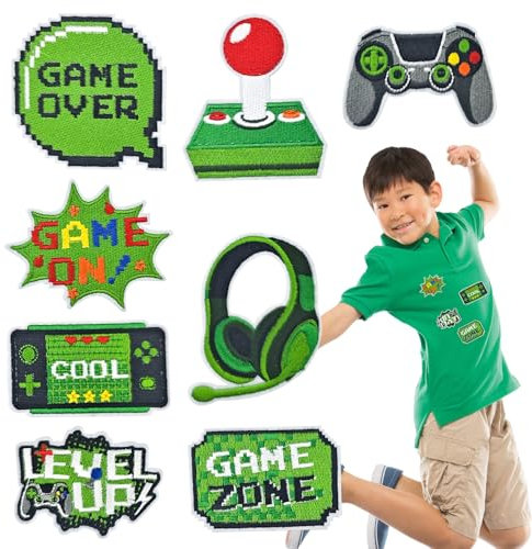 8 Pack Video Game Embroidery Patches Sew Iron on Embroidered Applique Repair Patch for Gamer Fans Enthusiasts Clothing Backpack Hat