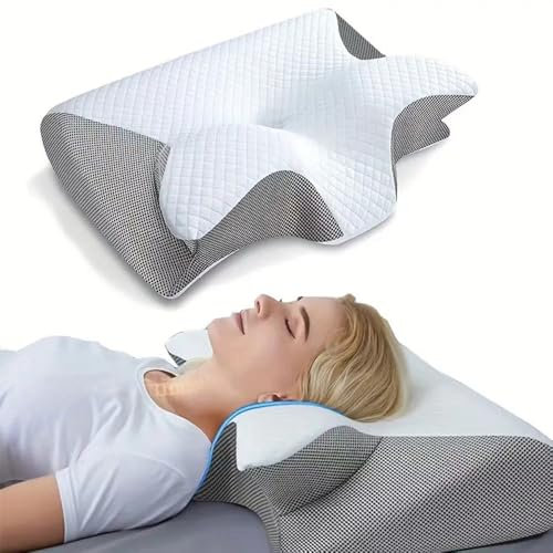 ergofort ERGOSLEEP Schlafkissen Memory Foam Kissen, ergonomisches Nackenstützkissen, Kopfkissen für Seitenschläfer, Rückenschläfer & Bauchschläfer, atmungsaktiver Bezug