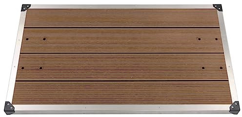 WPC - Plato de ducha para exteriores (acero inoxidable, 110 x 62 cm), color marrón