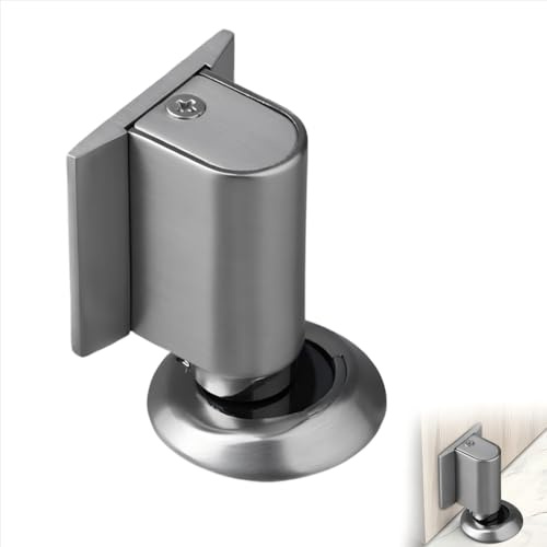 Tope Magnéticos para Puerta - Topes para Puertas Metálico, Topes Puertas Suelo, Magnetic Door Stopper, Tope Puerta de Piso con 3M Autoadhesivo & Montaje con Tornillos, Montaje en Suelo (Plata)