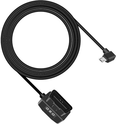 RIIEYOCA Câble OBD vers USB DashCam, Adaptateur Filaire Micro USB vers OBD2 à Angle Droit avec Interrupteur Compatible avec les Véhicules électriques (11,5 ft / 3,5 m, Micro R)