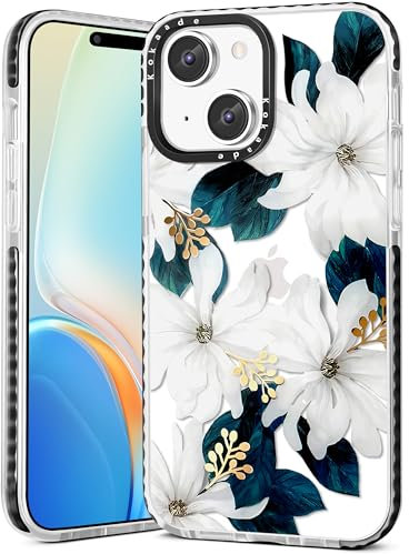 Kokaade Cute for iPhone 13 Mini Case - for Women Girls Kawaii Fashion Stylish Soft Silicone Blue Flower Design Protective for Girly Boys Teens TPU Bumper for iPhone 13 Mini Phone Case