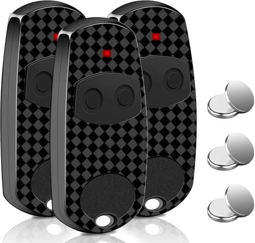 Telecomando Cancello, Pacco da 3 433,92MHz Universale Telecomando Cancello 2 Canali per cam433 Compatibile con Top 432EE, 432EV, 432NA, 432A, 432M, 432S, T432, Nero(Include 3 batterie aggiuntive)