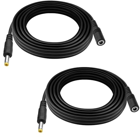 KUOQIY 2 Stücke 2m 22 AWG 4.0x1.7 mm 24V 12V DC Verlängerungskabel, Mann zum Weiblichen DC-Stecker-Verlängerungs Kabel, für LED-Lichtleisten, Router, Schwarz
