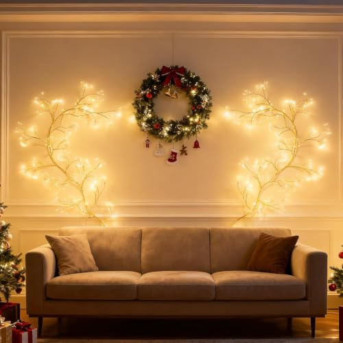 Ciskotu lichterkette willow vine mit Stecker, 384 LEDs Led Baum Blühender mit Fernbedienung|Timer, 8 Modi lichterkette wanddeko für zimmer schlafzimmer wohnzimmer aesthetic