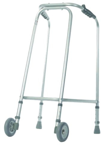 Aidapt Ultra Narrow Large Adult Adjustable Height Aluminium Lightweight Walking Frame with Wheels and Anti Slip Ferrule Feet to Aid Stability and Confidence when Walking Aid
