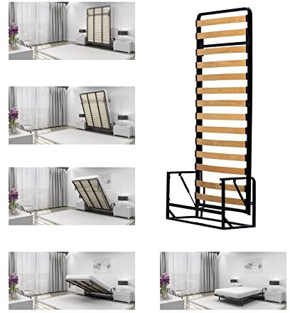 Wallbedking - Murphy Bed - Classic Vertical Wall bed - Fold Up - Space Saving Folding Bed Frame - Pull Down (90cm x 190 cm)