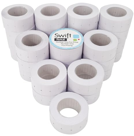Swift 22 x 12 mm Price Gun Labels CT1 White 30 Rolls 30,000 Stickers Pricemarking Tags Fits Many Pricing Labellers